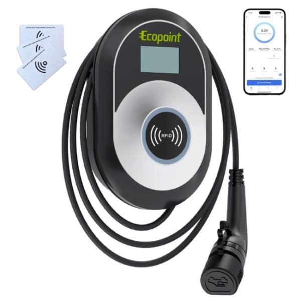 CARREGADOR DE PAREDE (WALLBOX) EV AC C/5M CABO E 3 CARTÕES RFID – WIFI 22kW 32A 400V