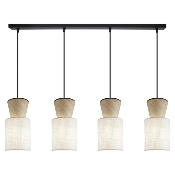 BARRA 4L AOSTA BEIG/MADERA 4 X 60W E-27