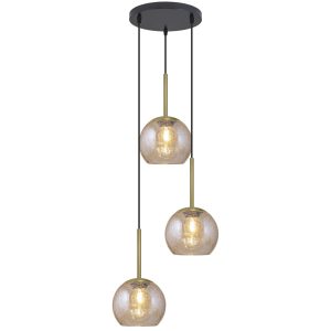 COLGANTE 3L.CACELA NEGRO-AMBAR 3 X 40W E-14