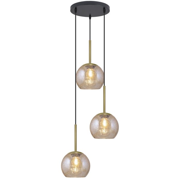 COLGANTE 3L.CACELA NEGRO-AMBAR 3 X 40W E-14