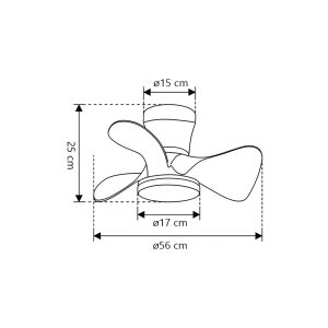 VENTILADOR SIUX NEGRO-MADERA 56 CM 3 PALAS