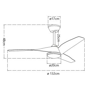 VENTILADOR PAPUA BLANCO-MADERA 132CMS 3 PALAS
