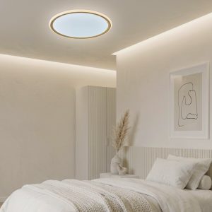 PLAFÓN ENEKO BLANCO/MADERA CLARA 40cm LED 40w