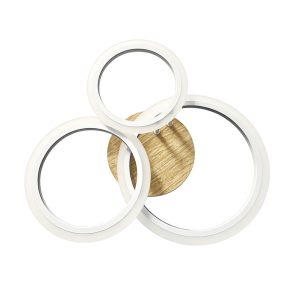 PLAFON LED DRACO 3L BLANCO-MADERA CLARA